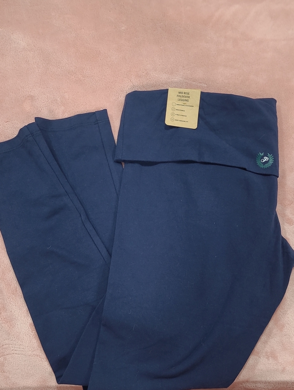 Victoria Secret Navy Foldover Mid-Rise Leggings